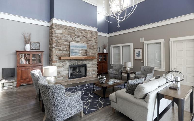 clubhouse with a fireplace